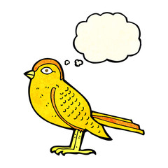 cartoon garden bird with thought bubble