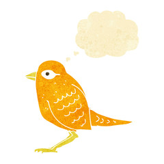 cartoon garden bird with thought bubble