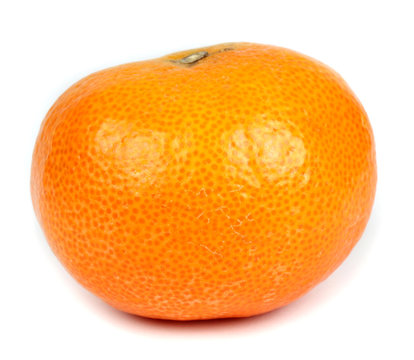 Single tangerine, mandarin isolated on white background