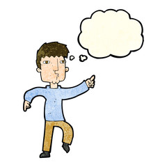 cartoon dancing man with thought bubble