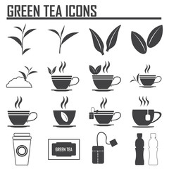 Green tea symbols and icons