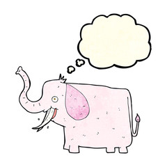 cartoon happy elephant with thought bubble