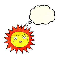 sun cartoon character with thought bubble