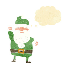 cartoon angry santa claus with thought bubble