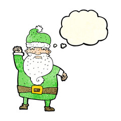 cartoon angry santa claus with thought bubble