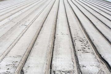 Parallel tracks in sand