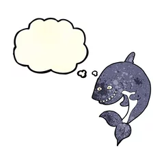 Gordijnen cartoon shark with thought bubble © lineartestpilot