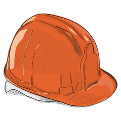 Hand-drawn constructions helmet icon. Vector EPS8