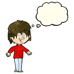 cartoon excited man with thought bubble