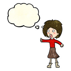cartoon woman  with thought bubble