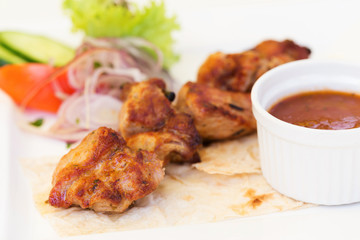 Pork bbq barbecue on a plate
