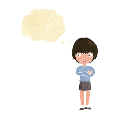 cartoon annoyed woman with thought bubble