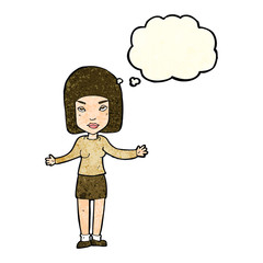 cartoon annoyed woman with thought bubble