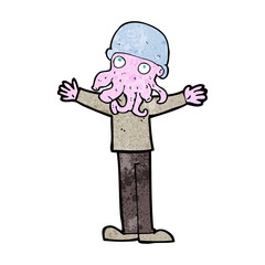 cartoon alien squid face man