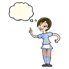 cartoon waitress taking order with thought bubble