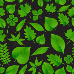 natural green beautiful leaves icon seamless dark fall pattern eps10