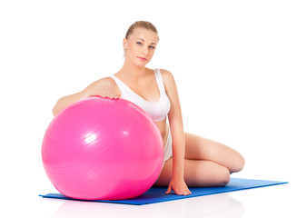 Fitness woman with fitness-ball