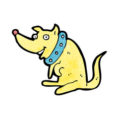 cartoon happy dog in big collar