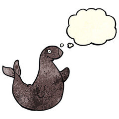 cartoon seal with thought bubble