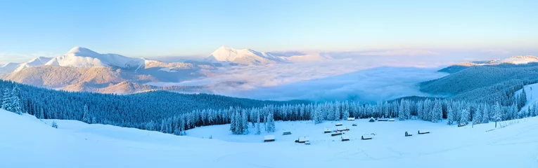 Fotobehang Winter morning mountain panorama landscape. © wildman