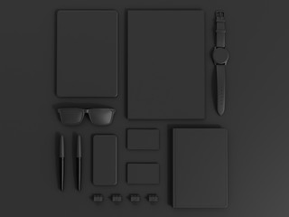 Black Branding Mockup set. Business template