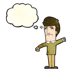 cartoon angry man with thought bubble