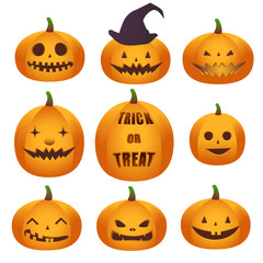 Set of Halloween pumkins