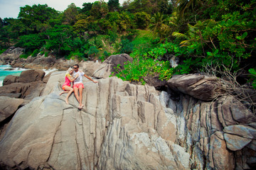 stylish couple at sea