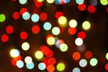 Multicolored defocused bokeh blurry lights, Christmas lights, fe