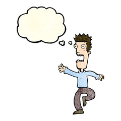 cartoon shrieking man with thought bubble