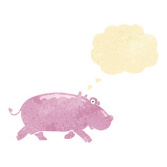 cartoon hippopotamus with thought bubble