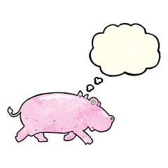 cartoon hippopotamus with thought bubble
