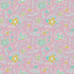 Elegance Seamless pattern with flowers and leaves.