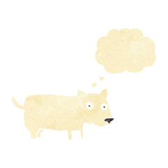 cartoon little dog with thought bubble
