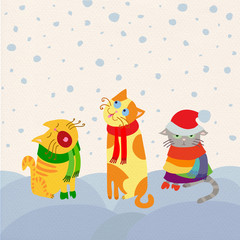 Christmas cats card