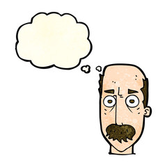 cartoon man with mustache with thought bubble