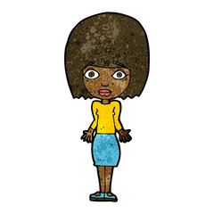 cartoon woman shrugging shoulders