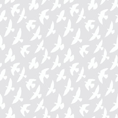 Seamless pattern of flying birds. Two colors.