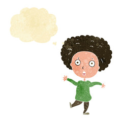 cartoon startled person with thought bubble