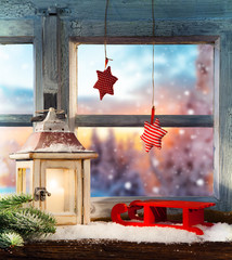 Atmospheric Christmas window sill decoration