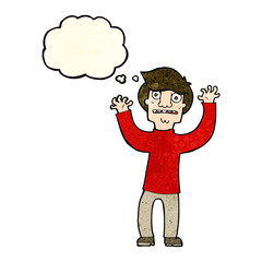 cartoon terrified man with thought bubble