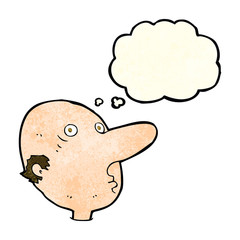 cartoon balding man with thought bubble