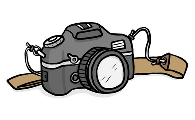 camera / cartoon vector and illustration, hand drawn style, isolated on white background.