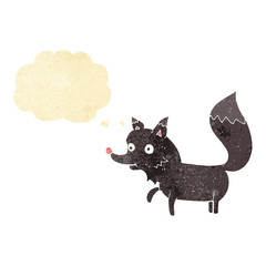 cartoon wolf cub with thought bubble