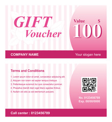 Fototapeta premium Voucher template with rose background