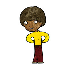 cartoon happy boy with hands on hips