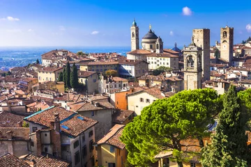Printed kitchen splashbacks Milan landmarks of Italy - beautiful medieval town Bergamo, Lombardy,