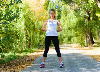 Attractive Woman stretching outdoor