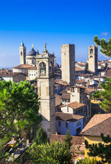 Fototapeta na wymiar beautiful medieval town Bergamo, Lombardy, Italy