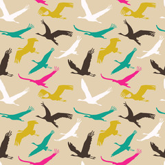 Seamless pattern of flying birds.